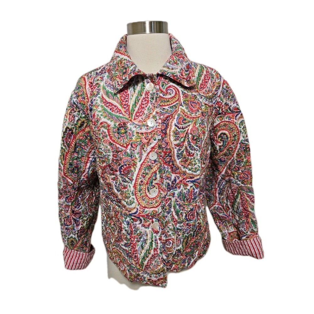 Quilted Paisley Jacket Women Size Medium Red Boho Cottagecore